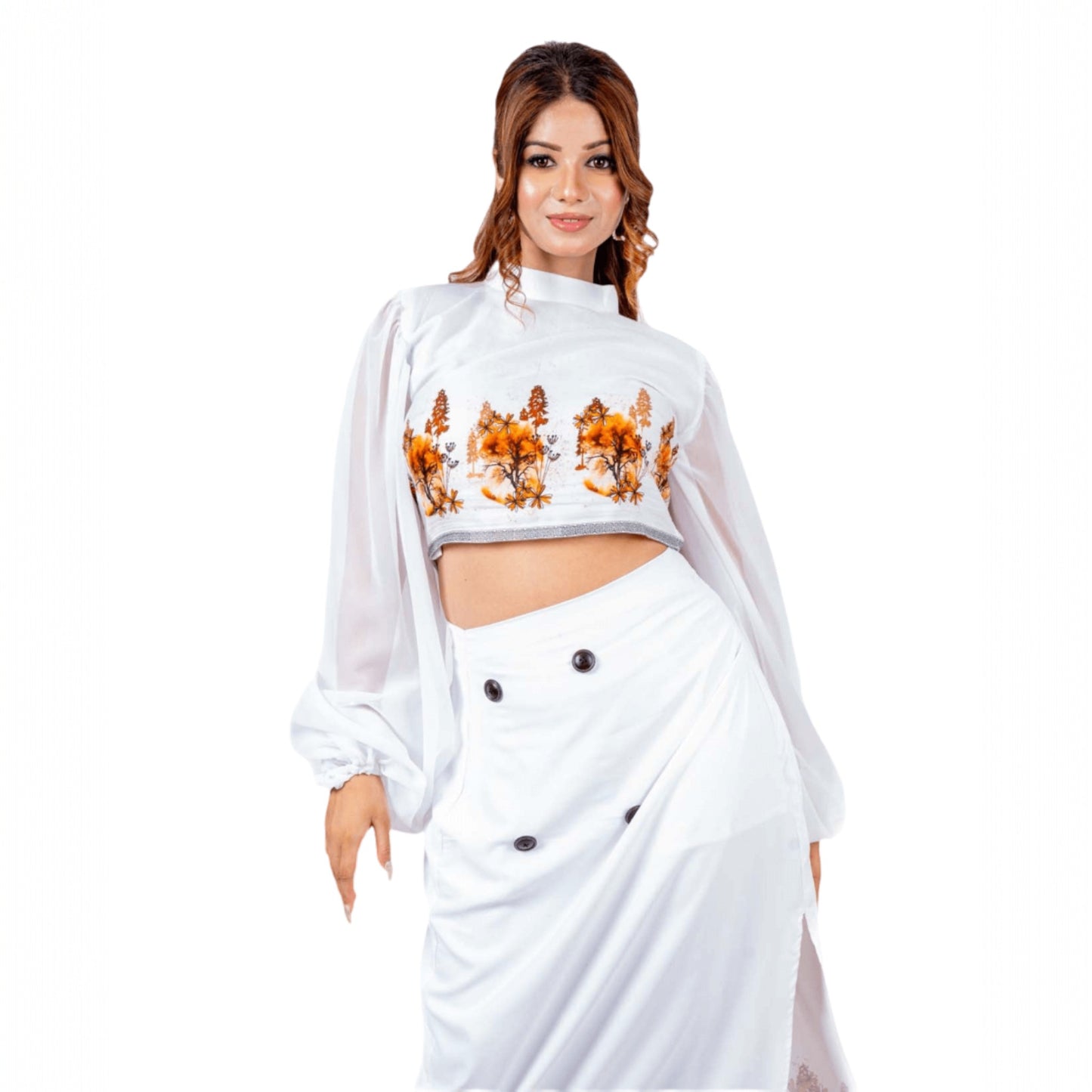 Women wearing Crop top and skirt, - House Of Majisha 8708171694339