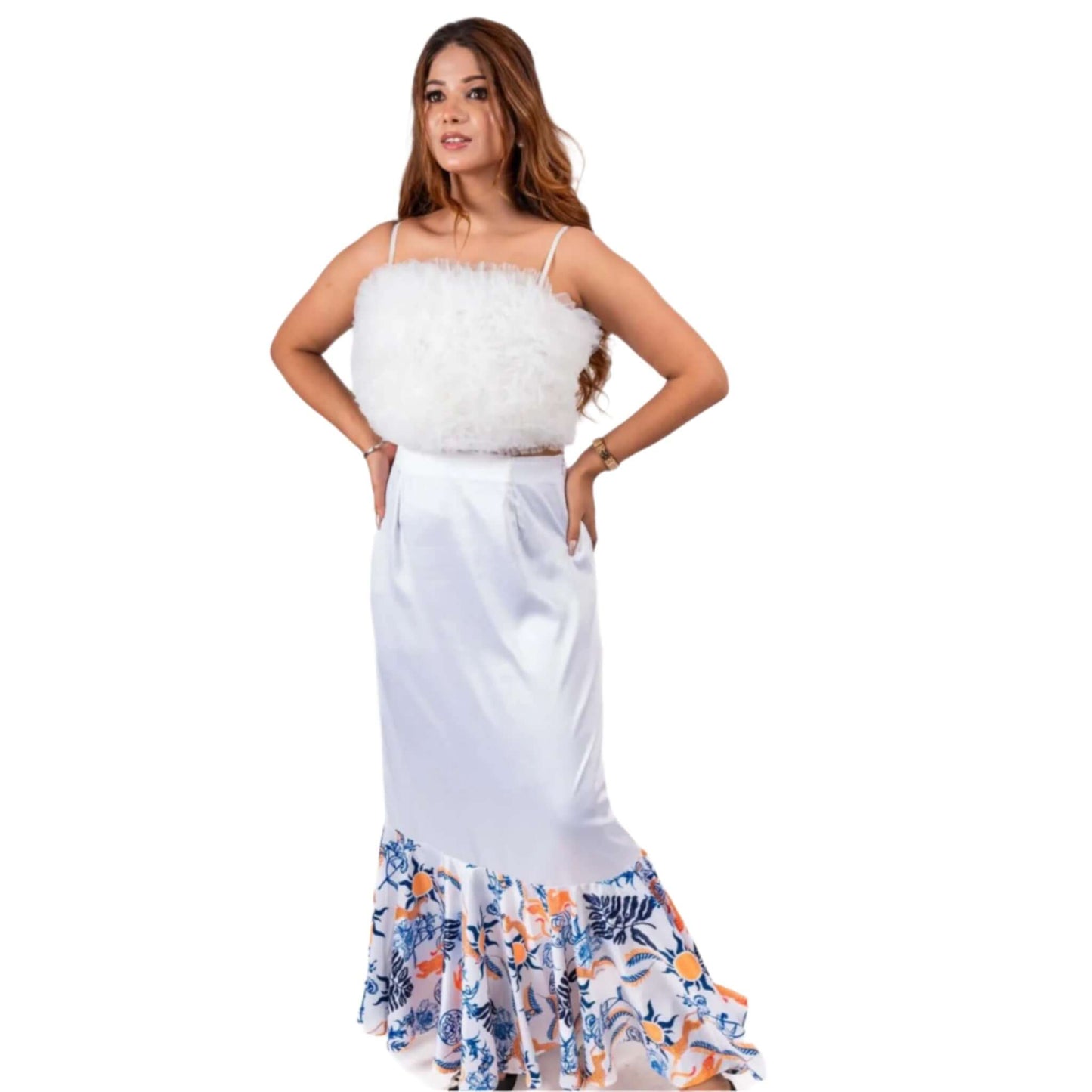 Elegant Ruffle Net Top and Skirt Set, Top and Skirt, Co ord Dress, Women Online Clothing Collection from House Of Majisha.
