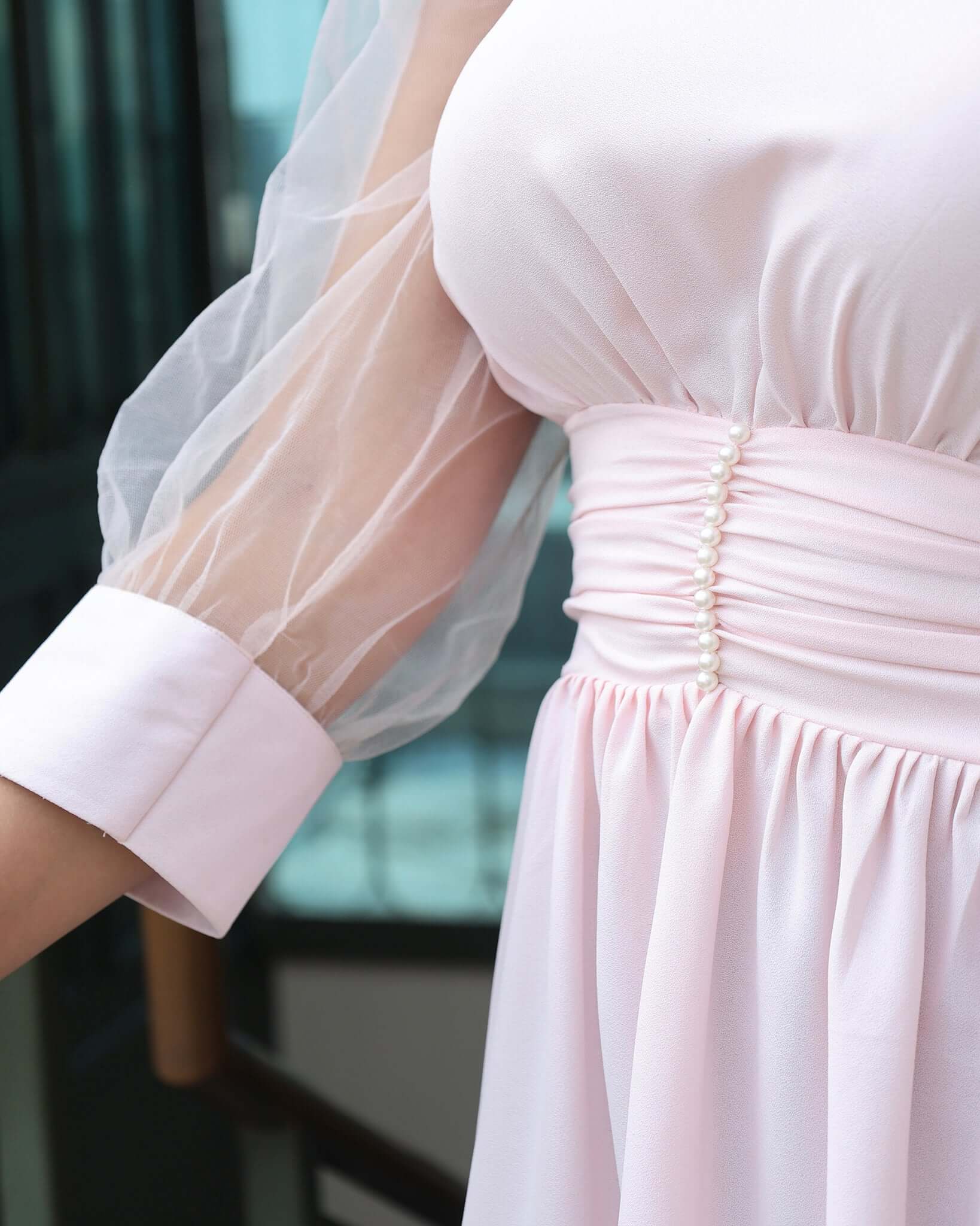 Chic and elegant Tulle Ruffle Georgette Party Skater Dress with playful frills and a tulle skirt, perfect for special occasions.