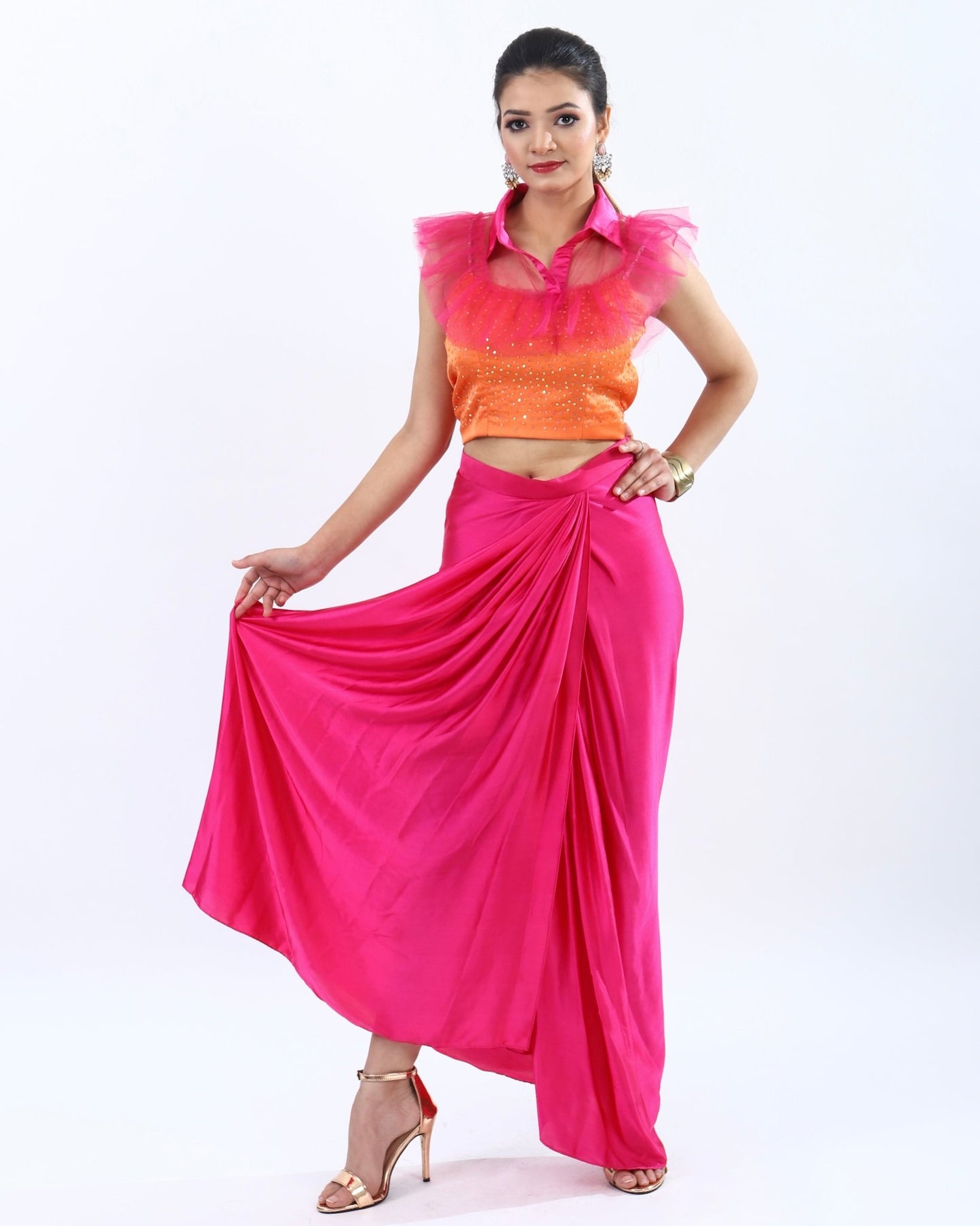 Women wearing Long Fusion Dress, Dresses, Fusion Dress, for Women Long Dress, Women Clothing, Women Wear House Of Majisha