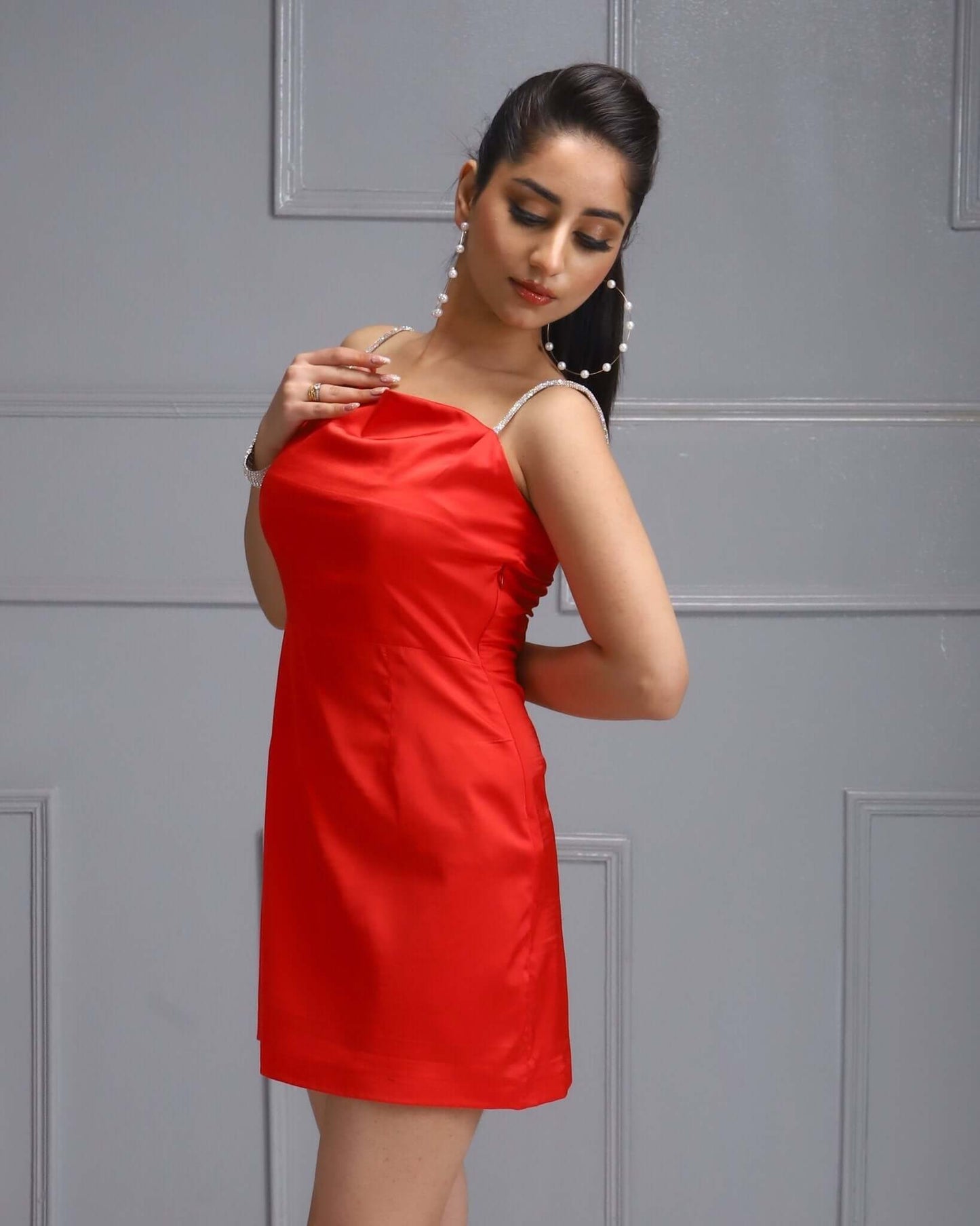 Elegant Red Dress, House Of Majisha Satin Dress, Women's Fashion, Luxury Women's Clothing, Stylish Female Attire,