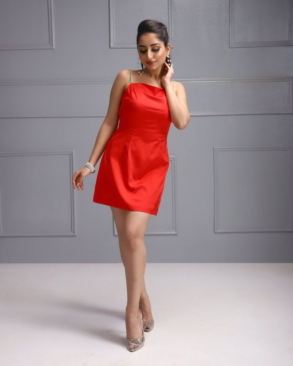 Elegant Red Dress, House Of Majisha Satin Dress, Women's Fashion, Luxury Women's Clothing, Stylish Female Attire,