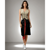 Model showcasing the Chic Coord Set in beige satin and black chiffon featuring a V neckline and zip detailing, perfect for brunch and casual outings from House Of Majisha.