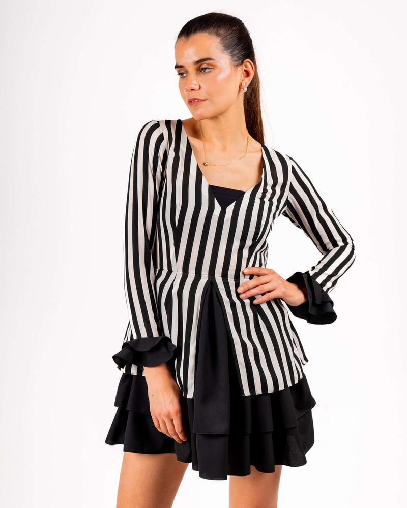 Striped Dress, Dress, AI,BS,Less Selling,LS,New Arrivals,NS, STR-N-909, House Of Majisha