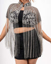 Silver & Black Beaded Shrug, Capes New Arrivals Under Rs. 3500 Women Online Clothing Collection, House Of Majisha