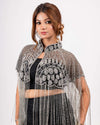 Silver & Black Beaded Shrug, Capes New Arrivals Under Rs. 3500 Women Online Clothing Collection, , House Of Majisha