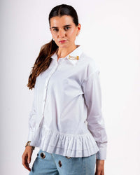 Cotton Ruffle Shirt, Long Shirts New Arrivals Women Online Clothing Collection,Women Shirts, COT-L-709, House Of Majisha