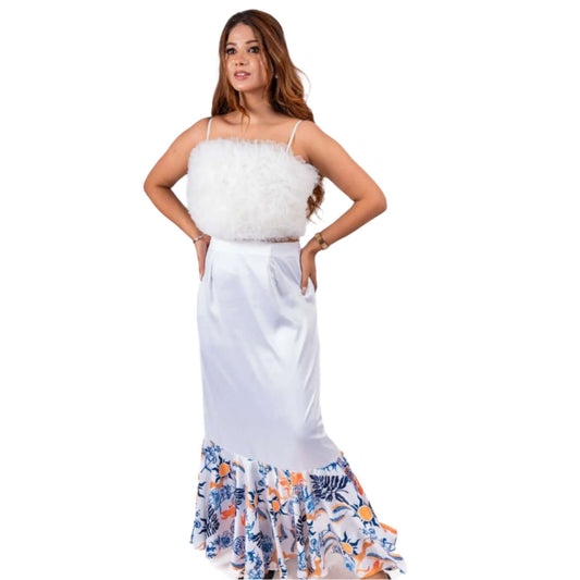 Elegant Ruffle Net Top and Skirt Set, Top and Skirt, Co ord Dress, Women Online Clothing Collection from House Of Majisha.