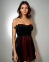 Perfect for parties and celebrations, Glamorous Duo Dress in red and black satin and tulle featuring a stunning tube neckline and tulle detailing from House Of Majisha.