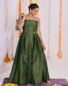 Exquisite Gold Brocade Crop Vest and Skirt Set - Regal maroon and gold brocade ensemble for women's festive wear