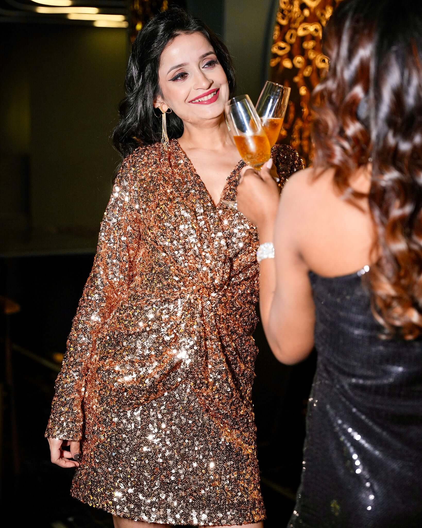 Shimmering Sequin Party Dress - Copper Glow House Of Majisha Shimmering Sequin Party Dress - Copper Glow House Of Majisha