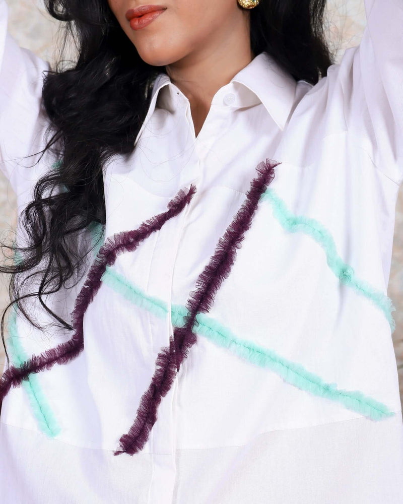 Women white shirt with colourful stripes from house of majisha