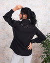 Stylish black cotton shirt for women, perfect for summer casual fashion - House Of Majisha