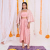 Stylish Pink Banarasi Georgette Coord Set with Gold Motifs - Perfect blend of modern and traditional elements for festive occasions.