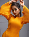 Women wearing "Bell Sleeve Dress", Bell Sleeve Dress Dresses Midriff Cut-Out Dress Orange Dress Party Dress Pleated Dress Short Dress Women Online Clothing 8338967003395 House Of Majisha