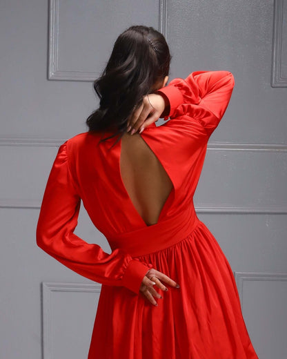 Light Apricot Chiffon Ruffle Dress with Cascading Ruffles - Perfect for a Fairy Tale Summer Look
