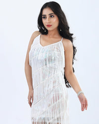 Women wearing "Fringe Dress", Party Dress Sequins Dress Shimmer Dress Short Dress Women Online Clothing 8282574127363 House Of Majisha