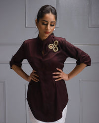 Maroon Shirt Dress, Shirt, Dresses - House Of Majisha